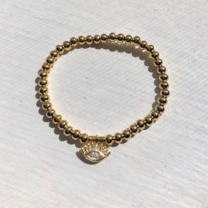 24k Gold MicroPave “Evil Eye” Elastic Bracelet 3MM